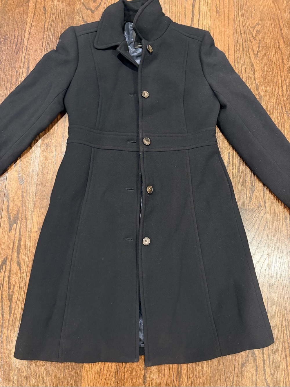 J. Crew Black Wool Peacoat with Tailored Waist